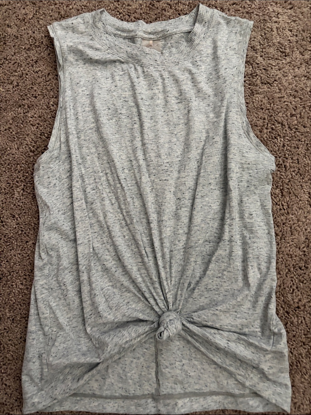Knot-Front Heather Gray Sleeveless Tank Top
